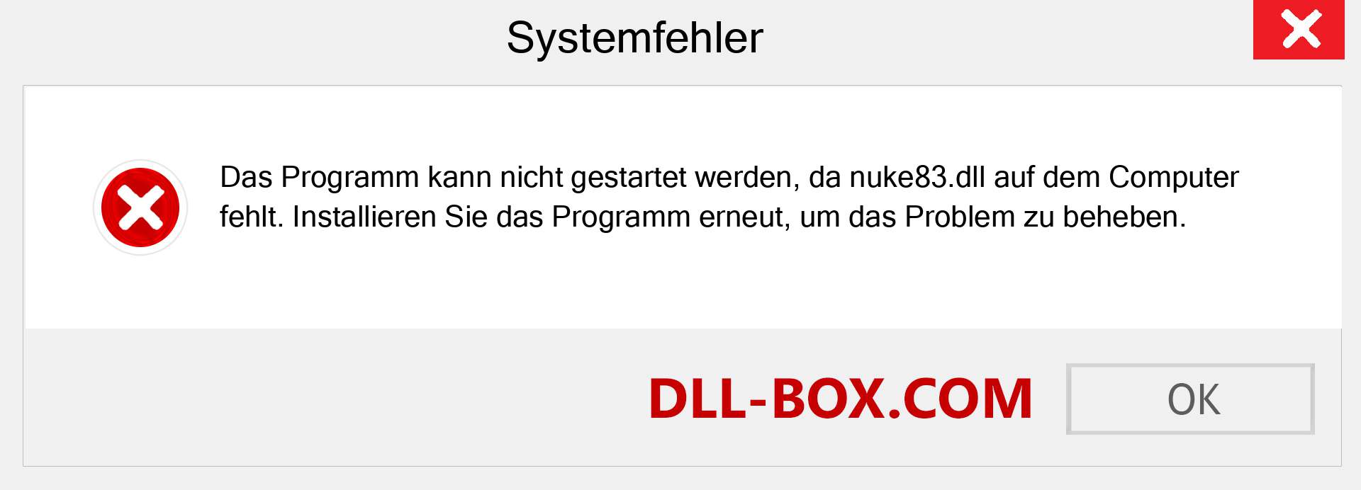 nuke83.dll-Datei fehlt?. Download für Windows 7, 8, 10 - Fix nuke83 dll Missing Error unter Windows, Fotos, Bildern