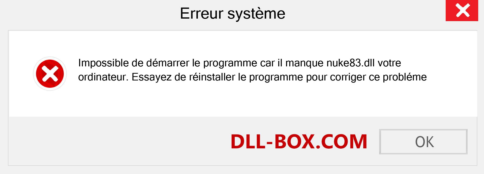 Le fichier nuke83.dll est manquant ?. Télécharger pour Windows 7, 8, 10 - Correction de l'erreur manquante nuke83 dll sur Windows, photos, images